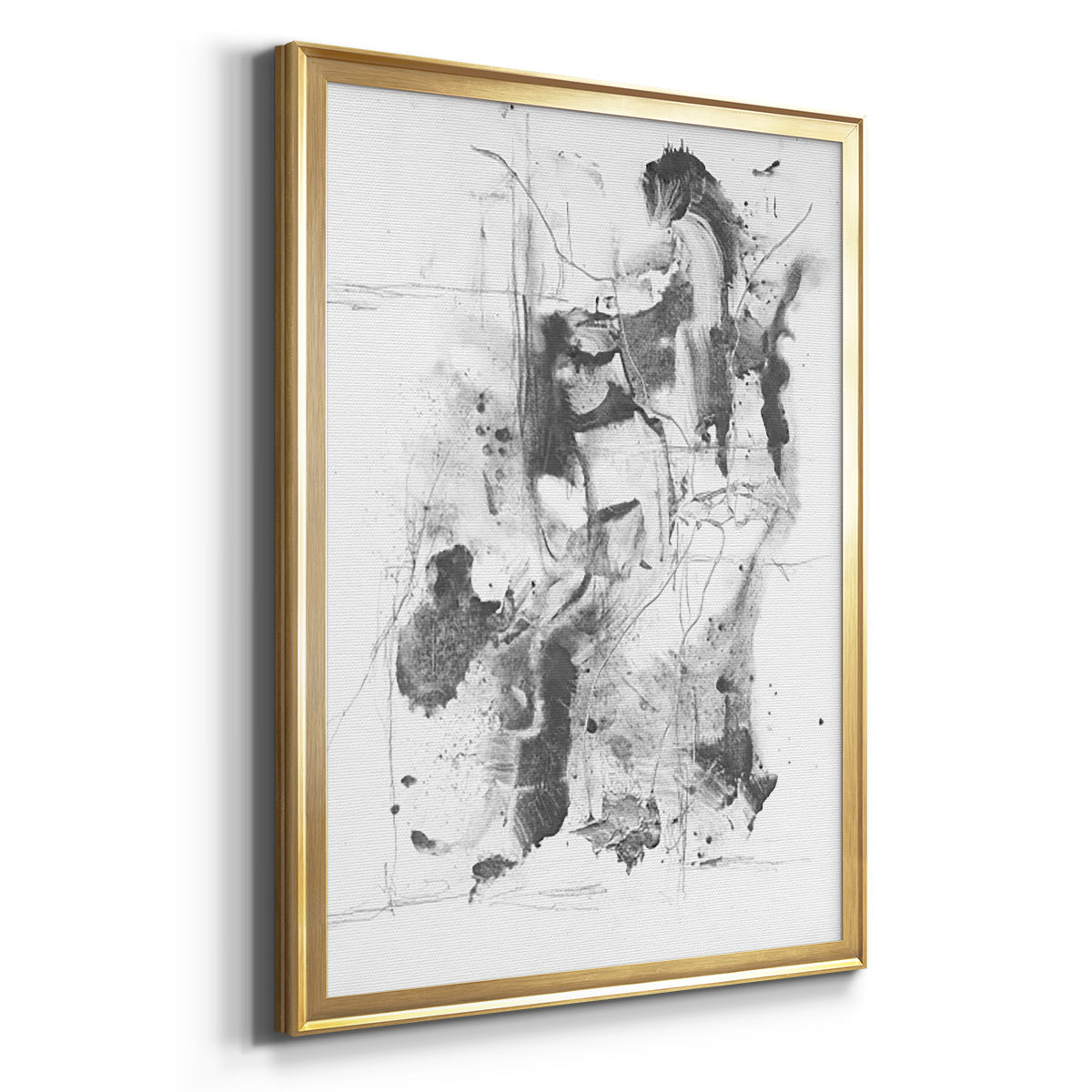 Graphite Abstract I - Modern Framed Canvas Print