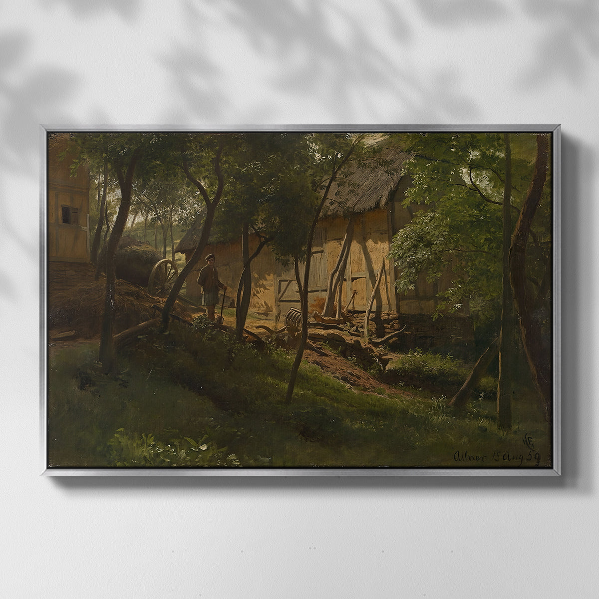 German Farm, 1859 - Floater Framed Canvas Print