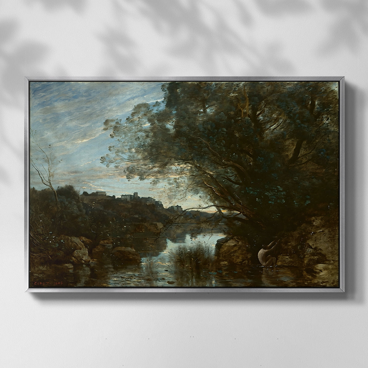 Souvenir of the Environs of Lake Nemi, 1865 - Floater Framed Canvas Print