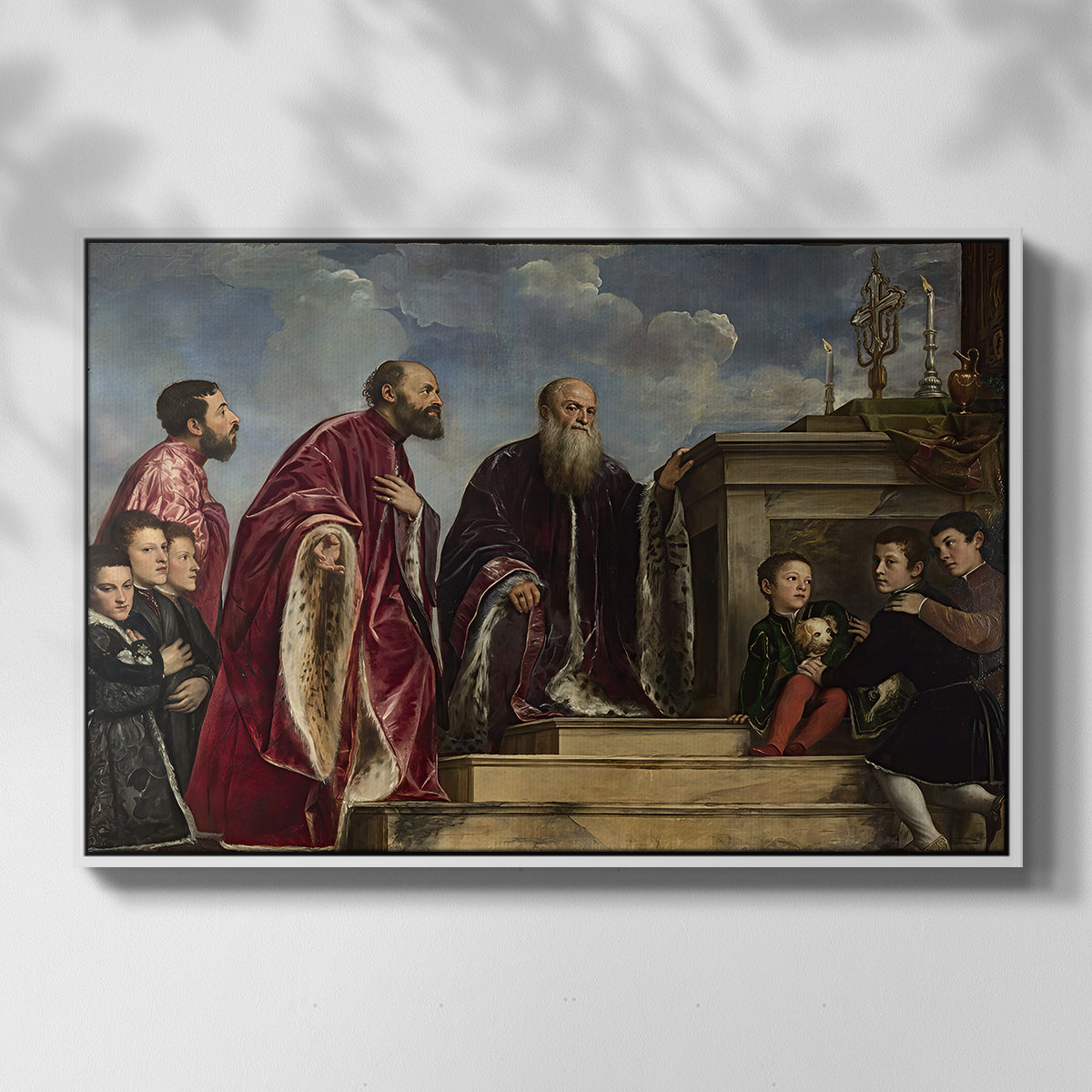 The Vendramin Family Venerating a Relic of the True Cross, c. 1540-1545 - Floater Framed Canvas Print