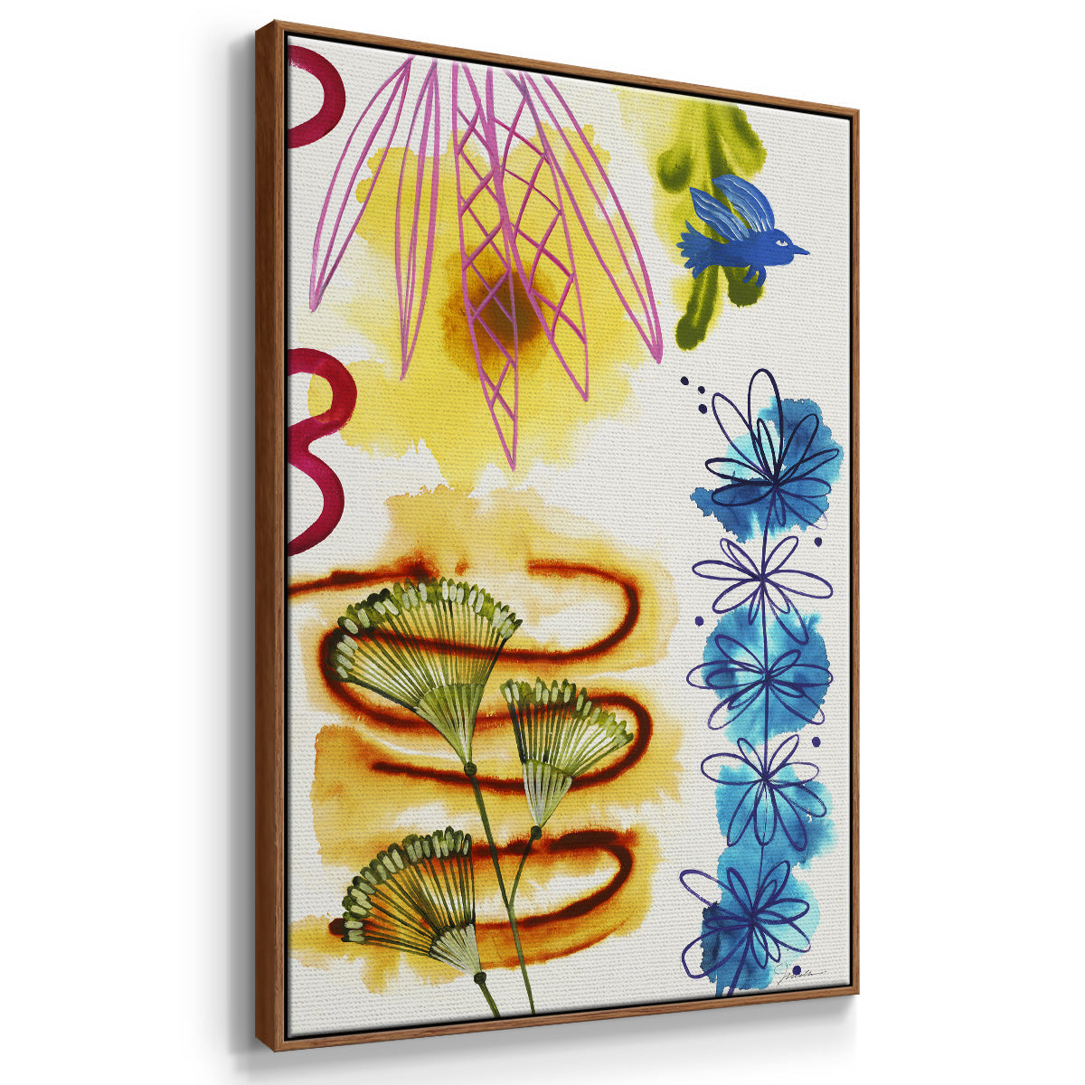 Flower Power II - Floater Framed Canvas Print