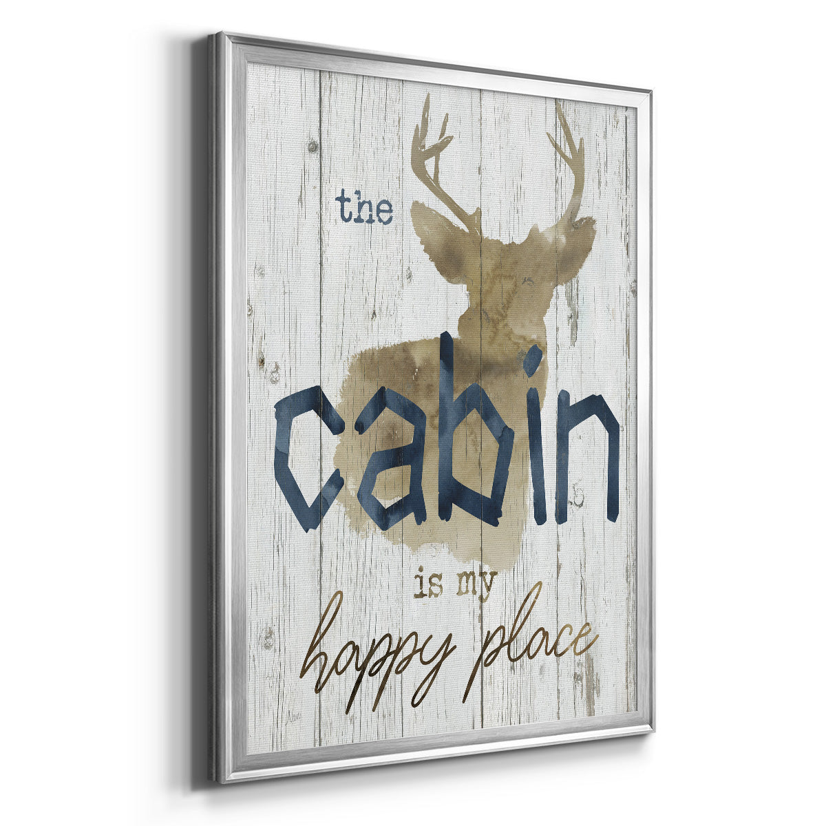 Happy Place Cabin - Modern Framed Canvas Print
