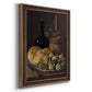 Realist still life with figs and bread by Luis Meléndez printed on canvas in an ornate bronzed mahogany wood frame with a vertical orientation.