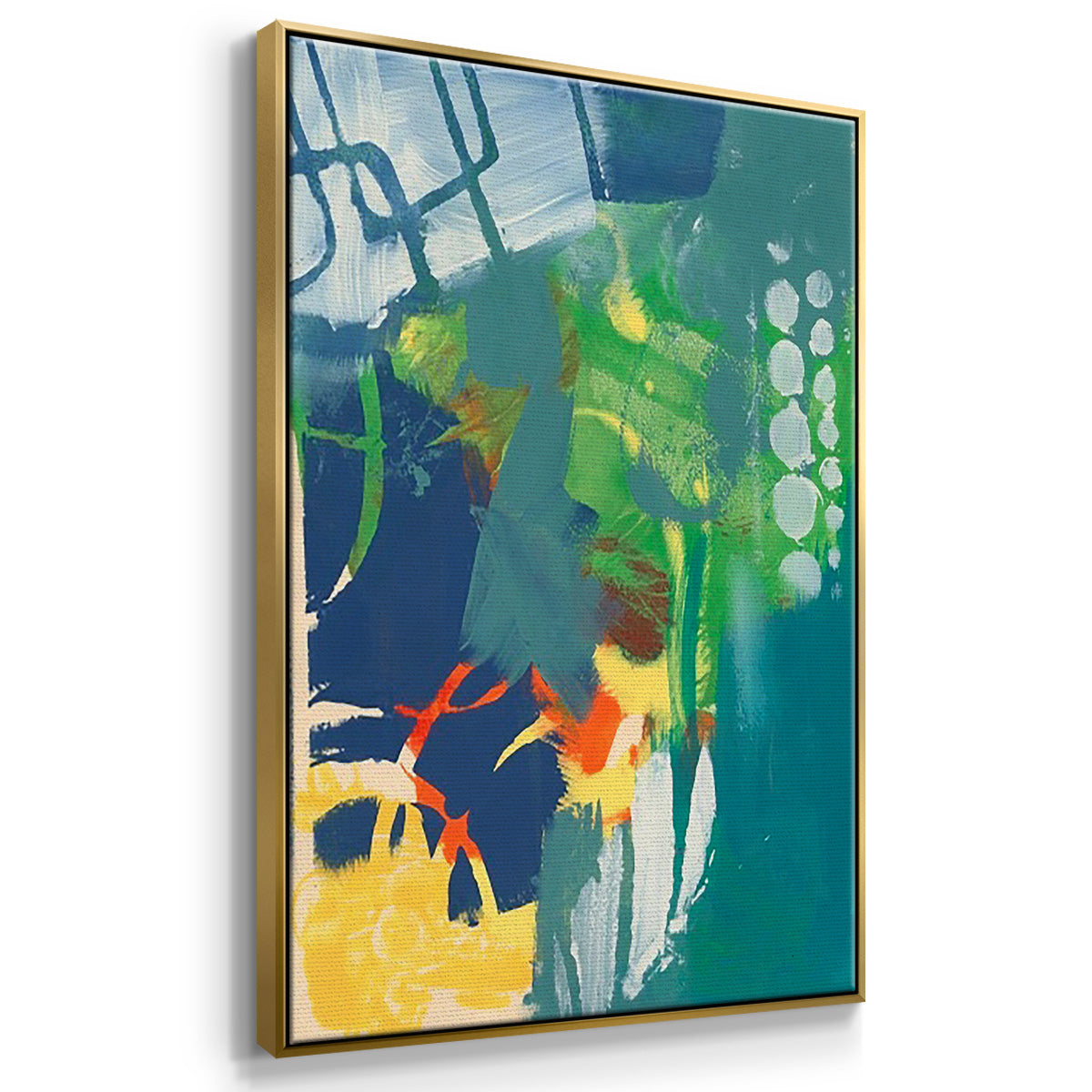 Tropical Graphics I - Framed Premium Gallery Wrapped Canvas L Frame 3 Piece Set - Ready to Hang