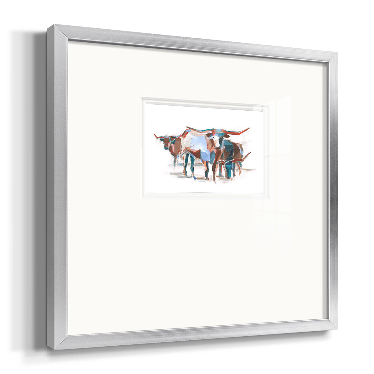 Modern Longhorns II Premium Framed Print Double Matboard