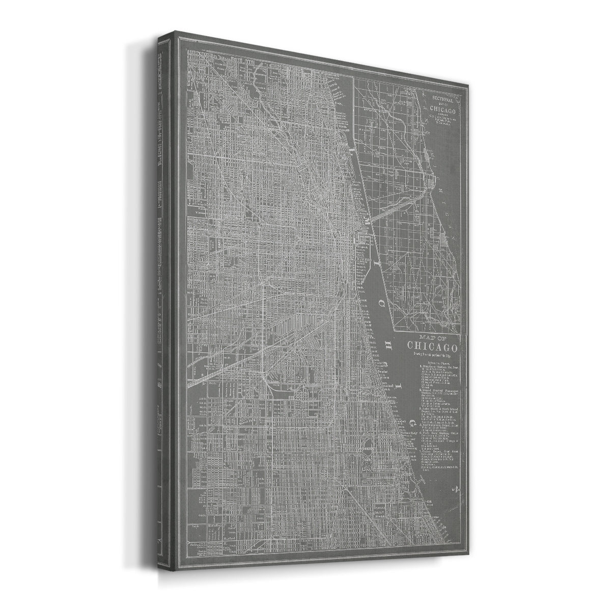 City Map of Chicago Premium Gallery Wrapped Canvas - Ready to Hang