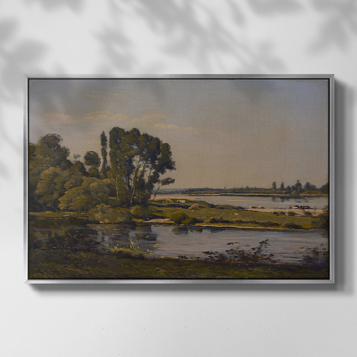 Landscape with a River, 1892 - Floater Framed Canvas Print