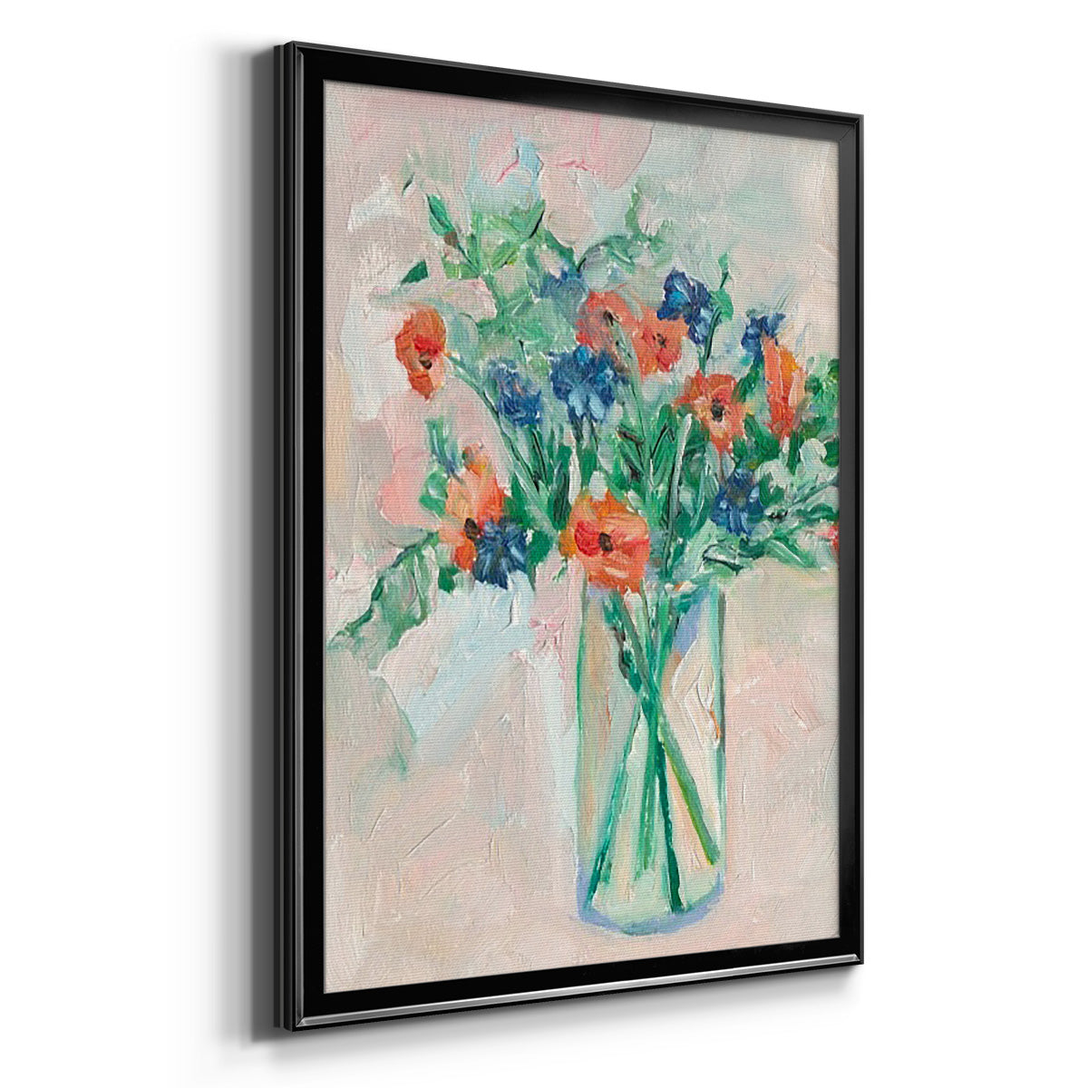 Painterly Soft Bouquet II - Modern Framed Canvas Print