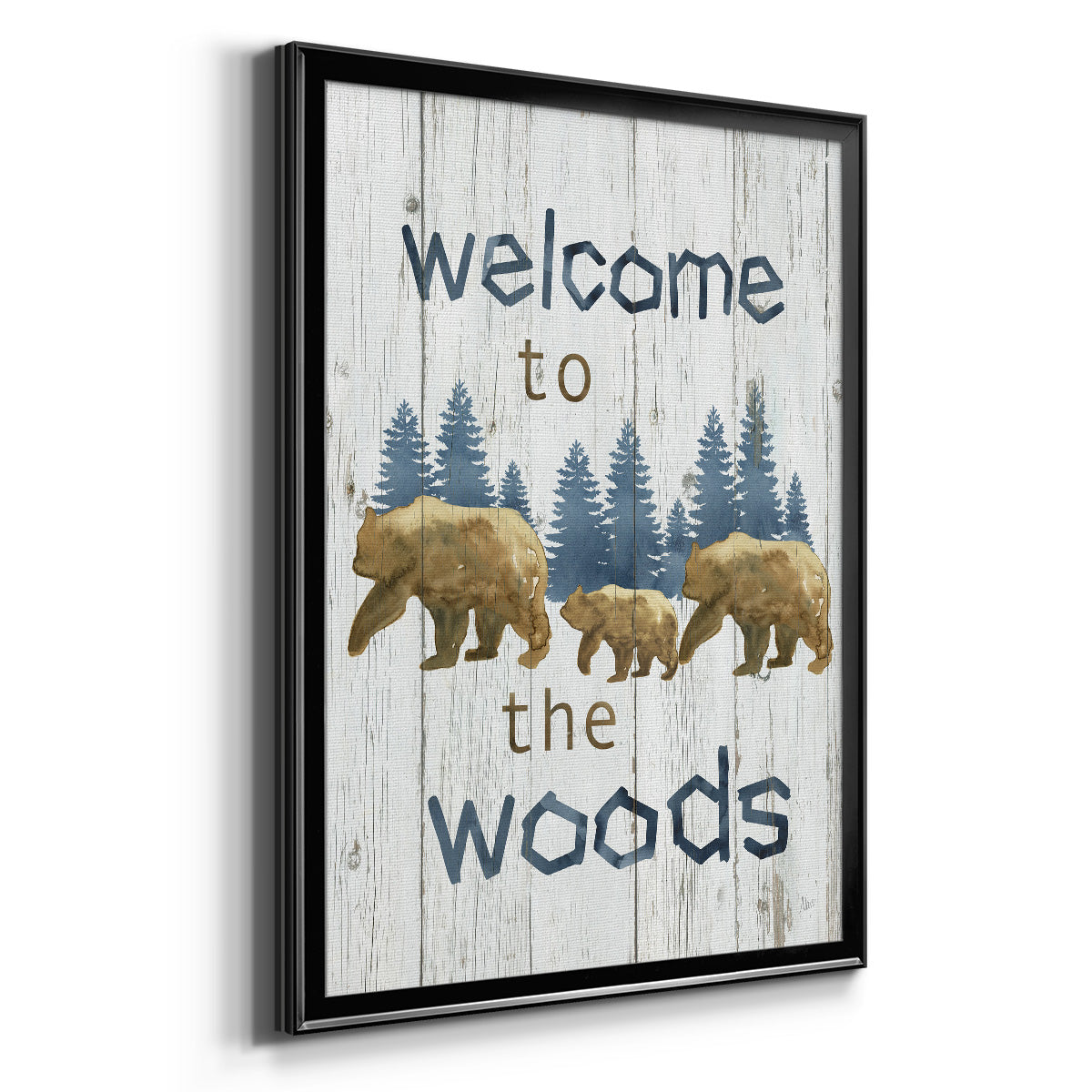 Welcome to the Woods - Modern Framed Canvas Print