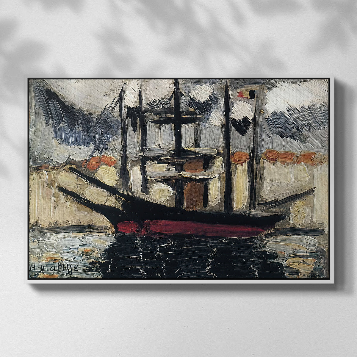 Two Boats Side by Side, Port of Marseilles, c. 1916 - Floater Framed Canvas Print