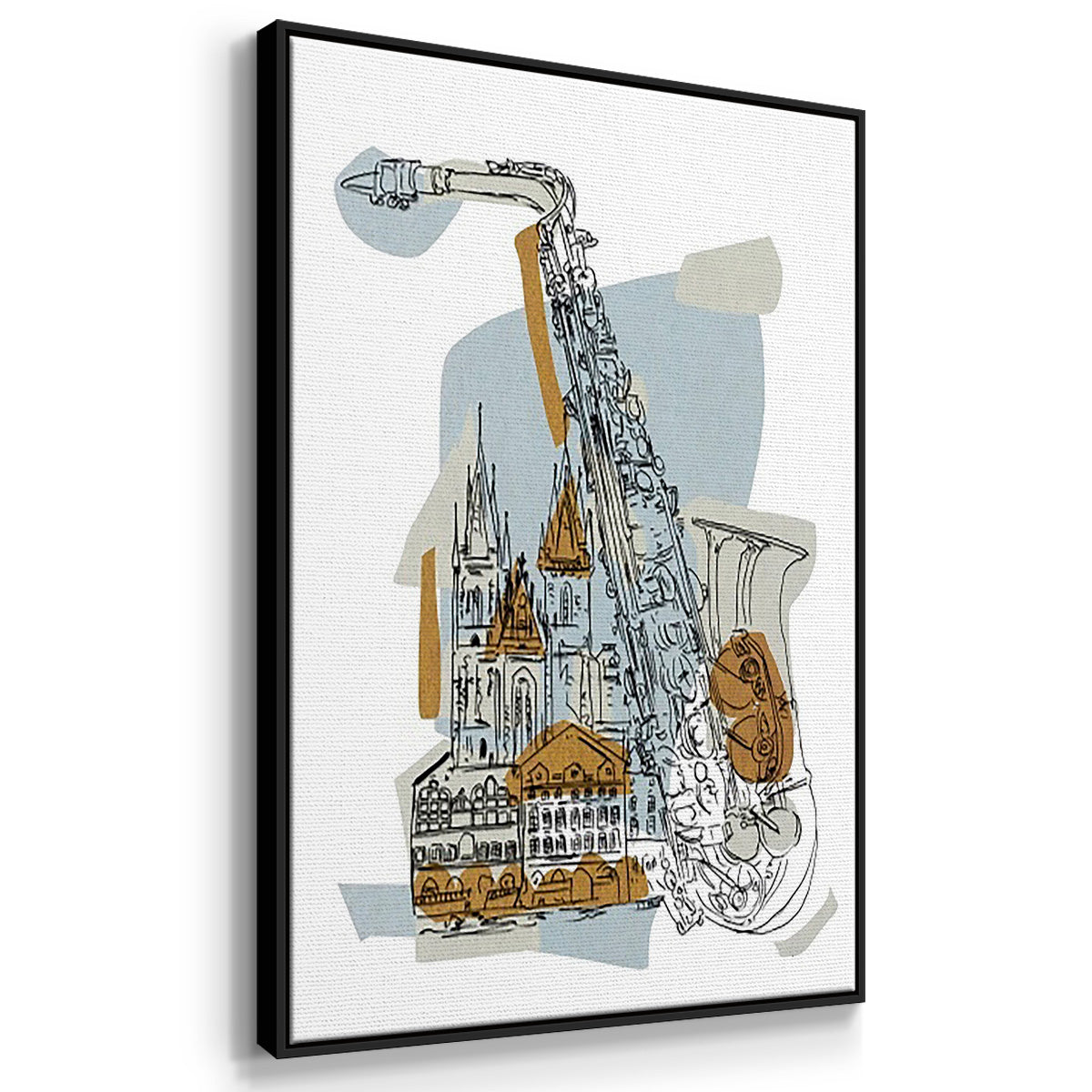 Rehearsal I - Framed Premium Gallery Wrapped Canvas L Frame 3 Piece Set - Ready to Hang