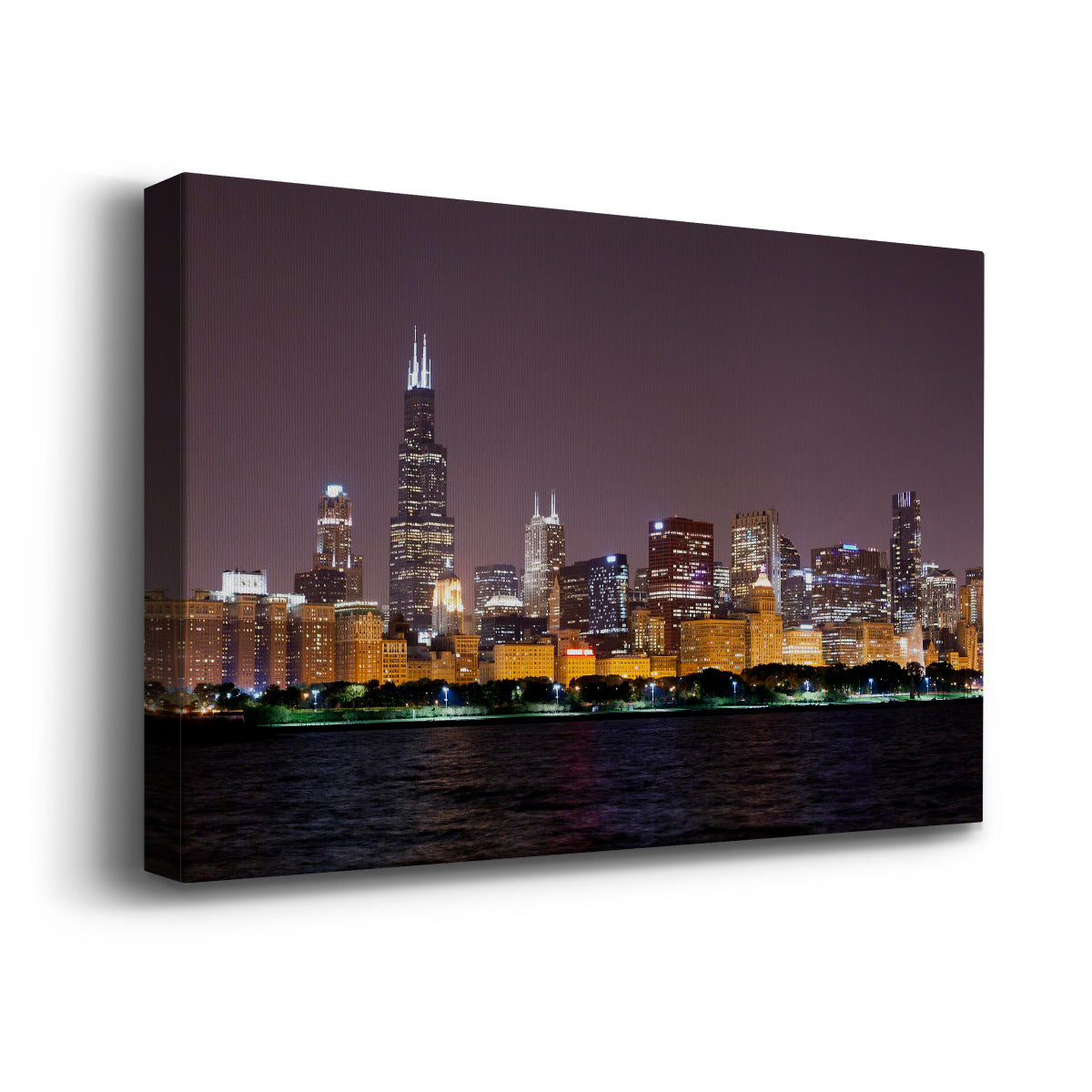 Late Night City Chicago - Canvas Art Print