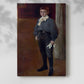 Canvas art print of a gentle child figure with simple background and calm expression with a soft shadow on a white background.
