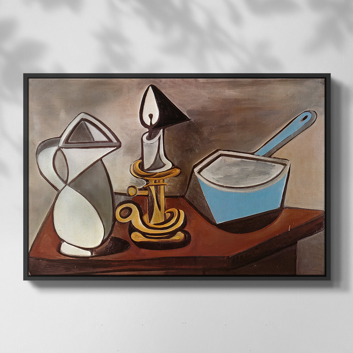 Jug, Candle, and Enamel Pan, 1950 - Floater Framed Canvas Print