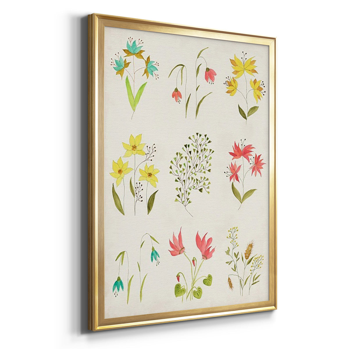 Floral Gatherings Grid - Modern Framed Canvas Print