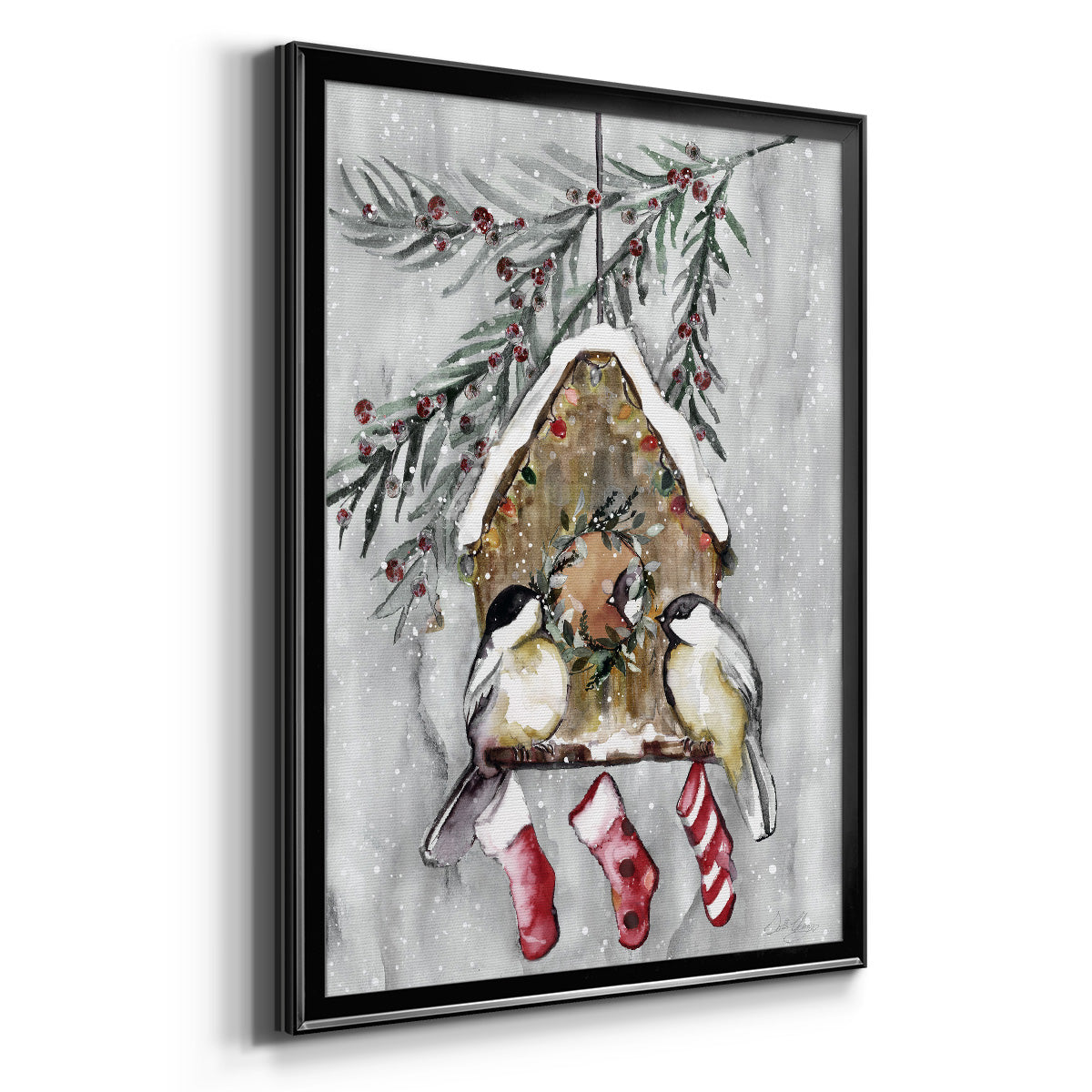 Winter Birds - Modern Framed Canvas Print