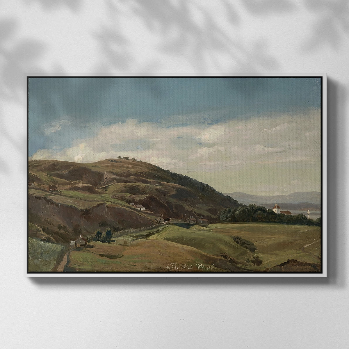 Ekeberg and Oslo Church, 1852 - Floater Framed Canvas Print