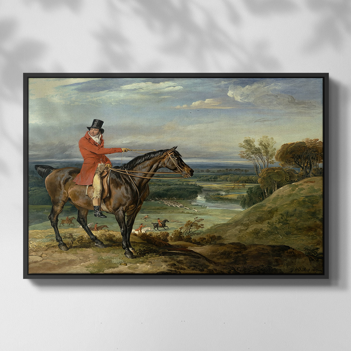 John Levett Hunting at Wychnor, Staffordshire, 1818 - Floater Framed Canvas Print