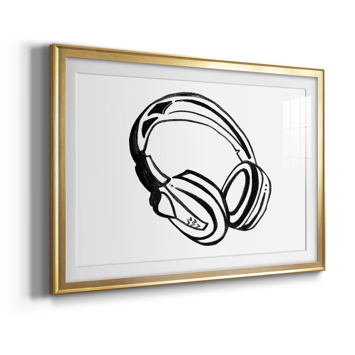 Headphones Sketch Premium Framed Print - Ready to Hang