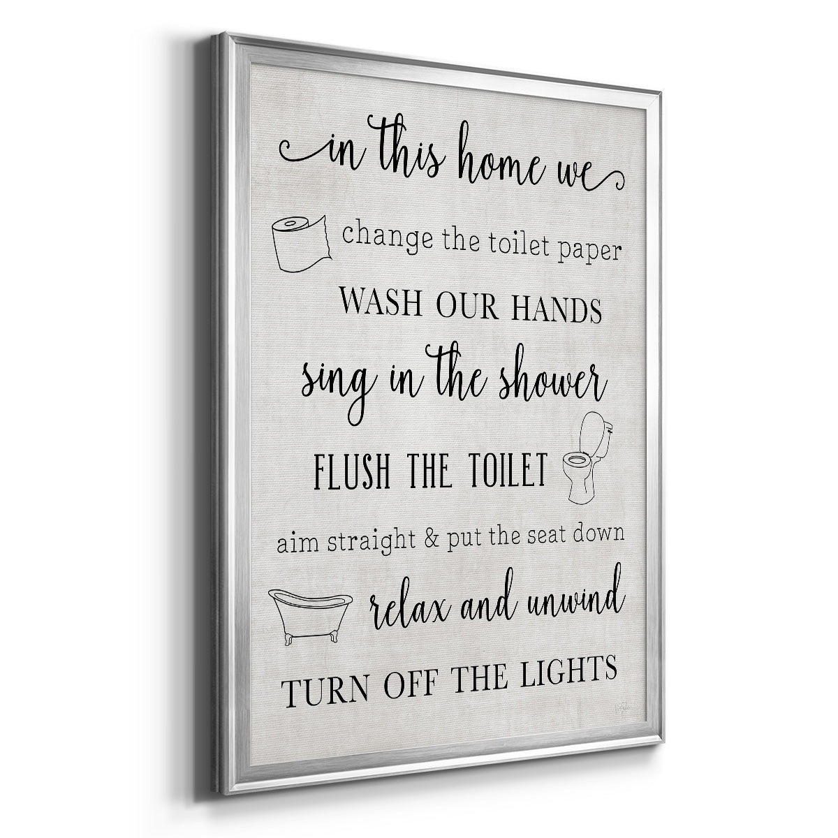 In This Bathroom - Modern Framed Canvas Print