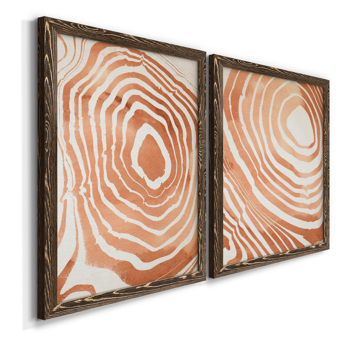 Wood Grain Suminagashi III - Premium Framed Canvas 2 Piece Set - Ready to Hang