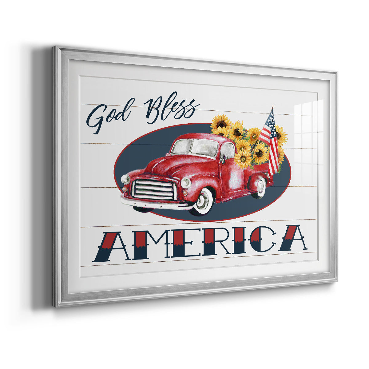God Bless America Truck - Modern Framed Art Print