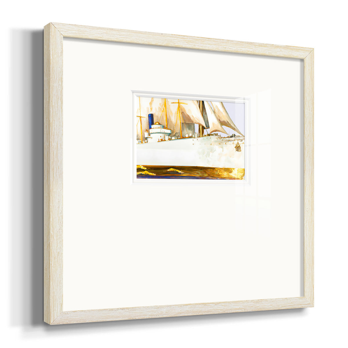 Golden Steam Ship Premium Framed Print Double Matboard