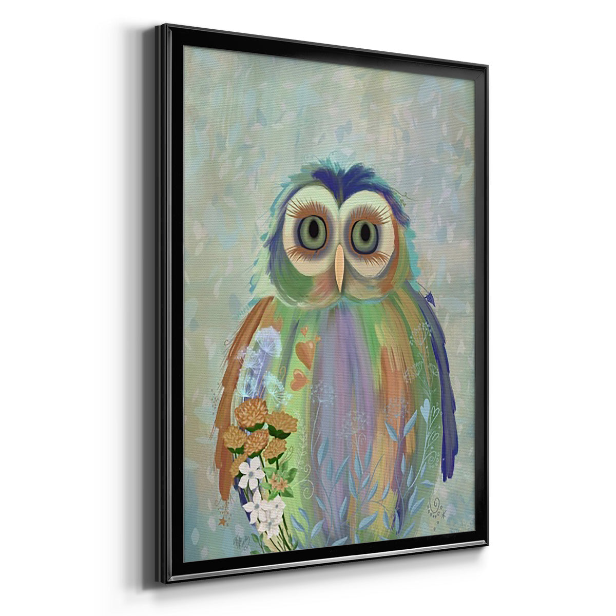 Fantastic Florals Owl - Modern Framed Canvas Print