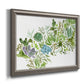 Minimalist abstract succulent botanical watercolor artwork printed on canvas in an ornate vintage silver frame.