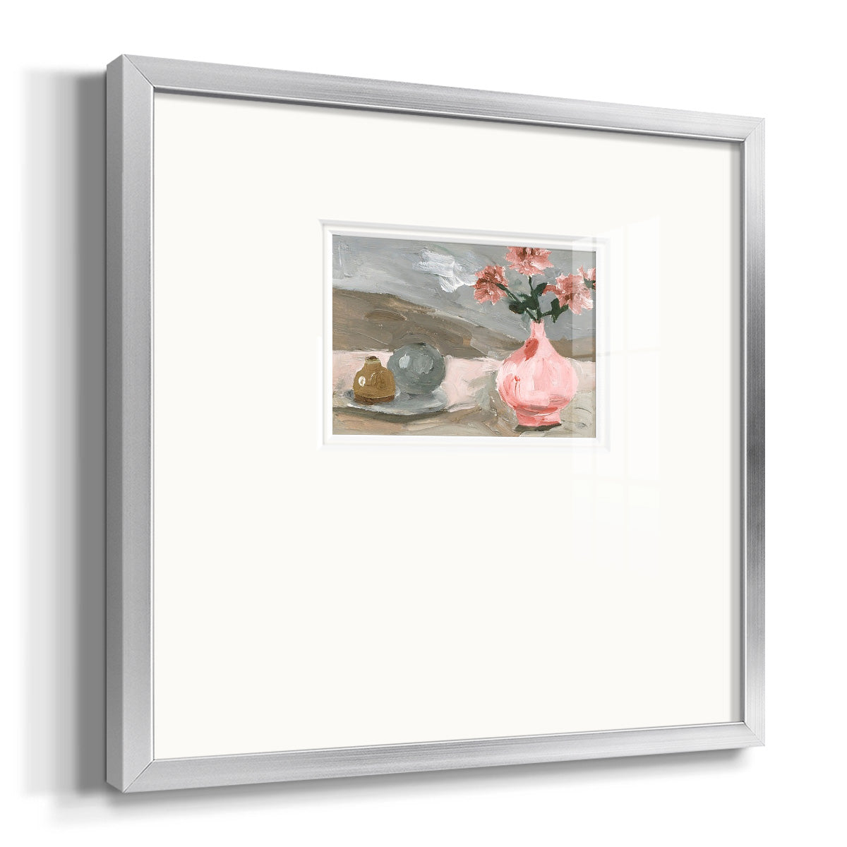 Vase of Pink Flowers VI Premium Framed Print Double Matboard