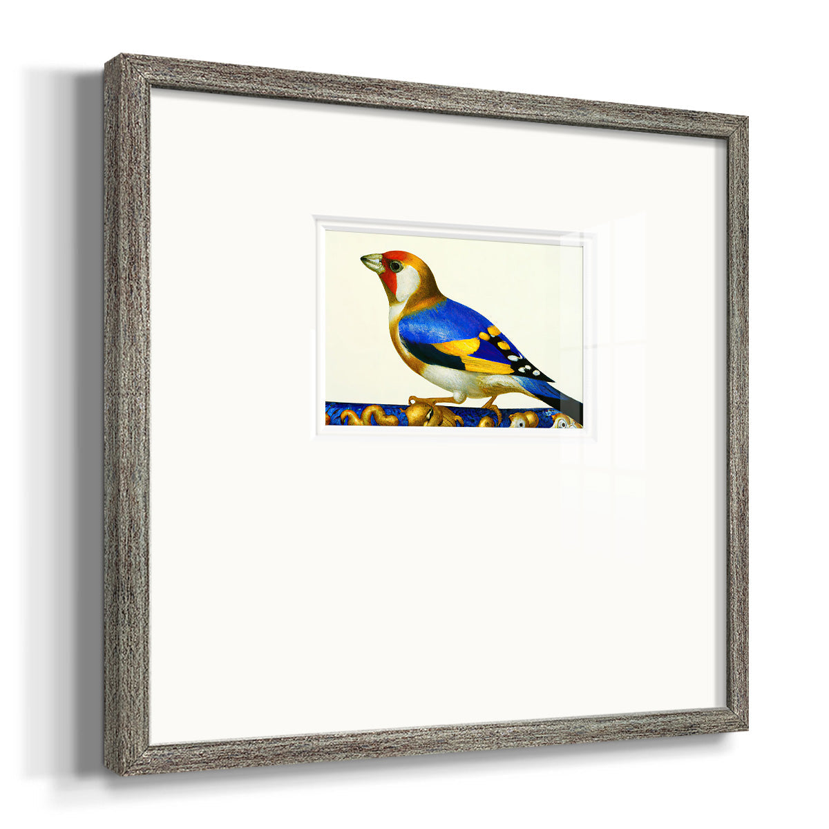 Blue Gold Finch Premium Framed Print Double Matboard