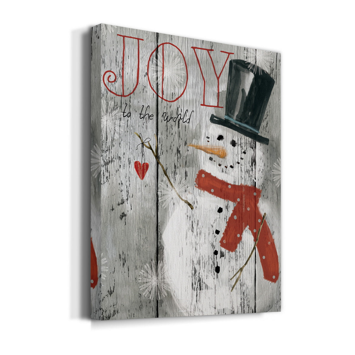 Joy To The World Snowman Premium Gallery Wrapped Canvas - Ready to Hang