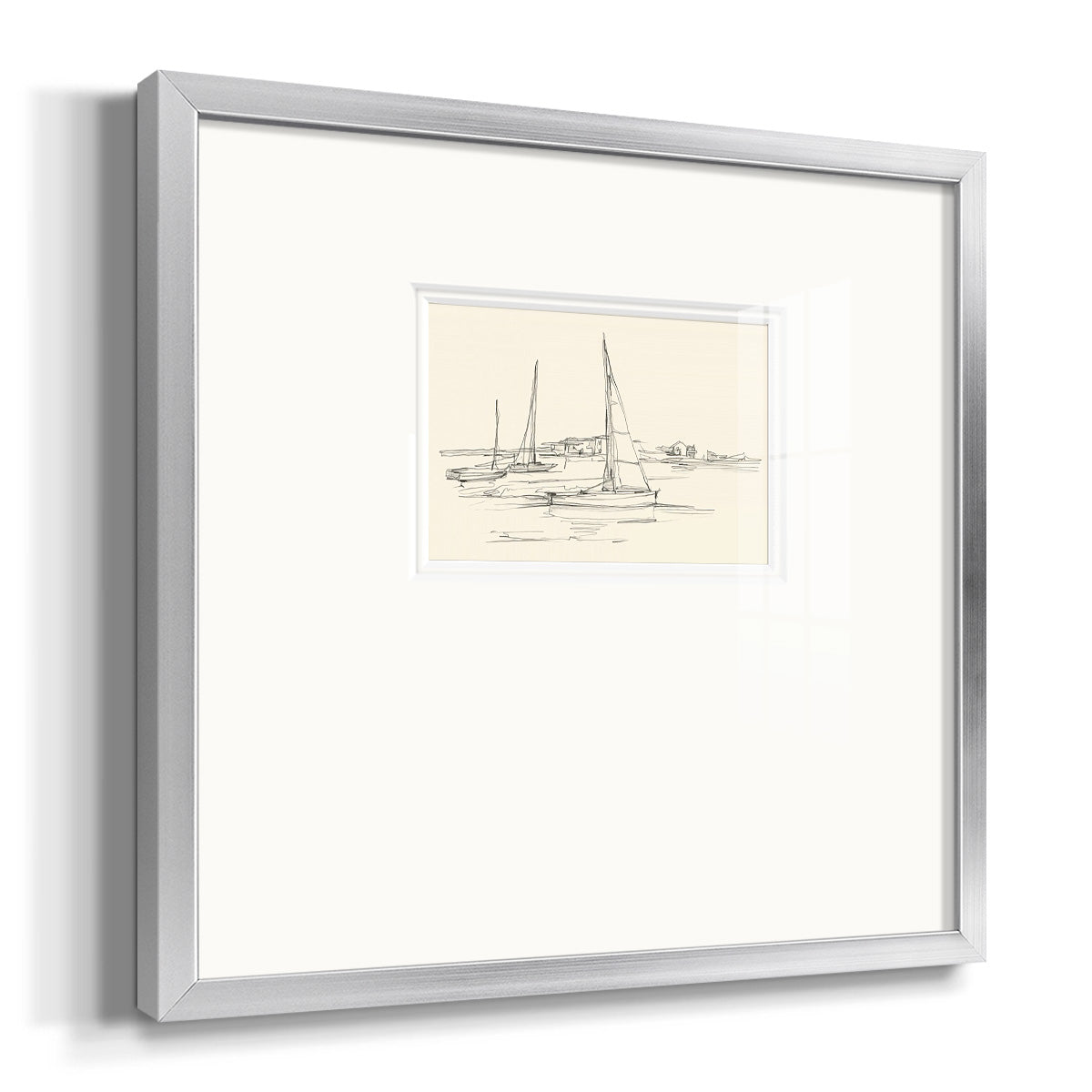 Coastal Contour Sketch I Premium Framed Print Double Matboard