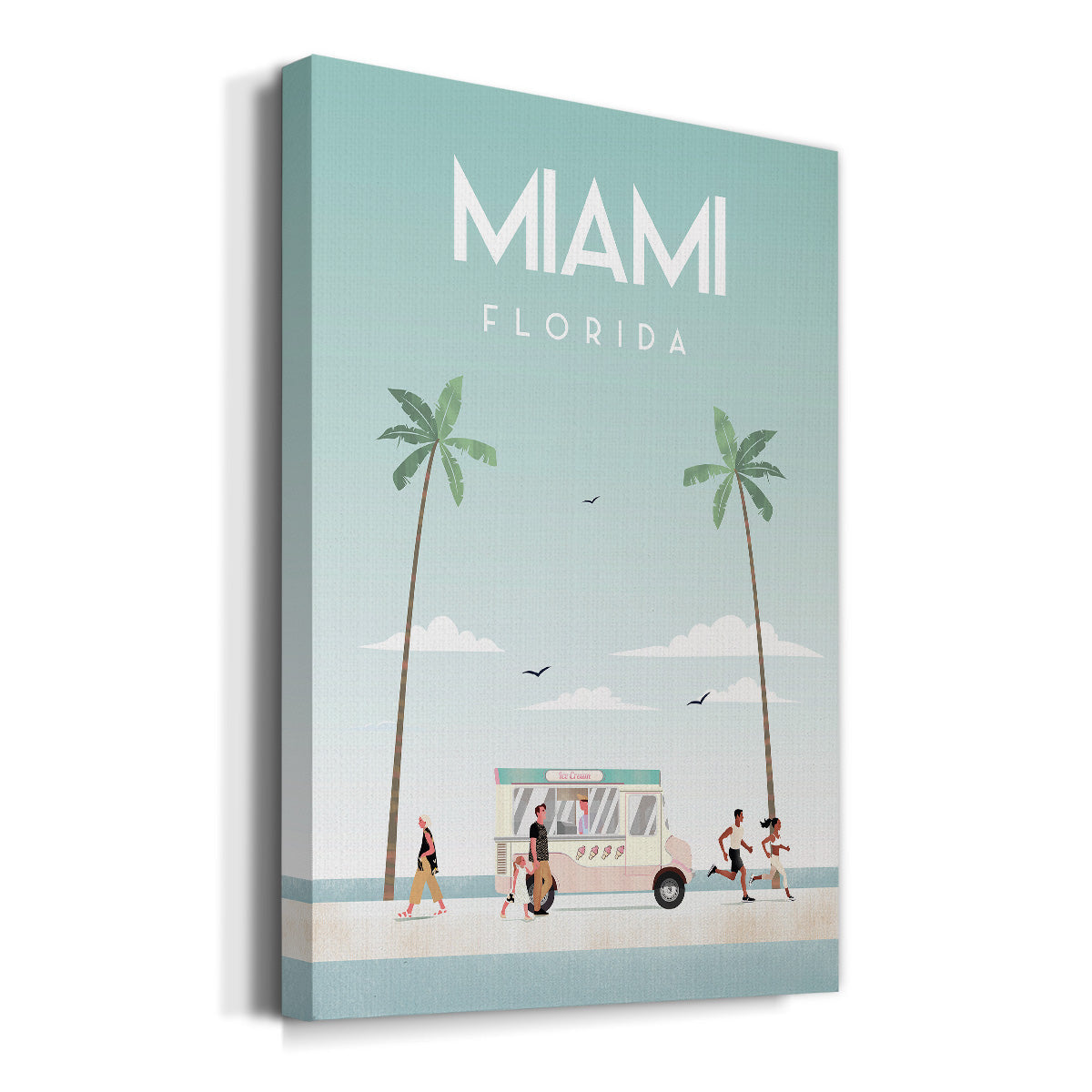 Illustrated Miami Beach I Premium Gallery Wrapped Canvas - Ready to Hang