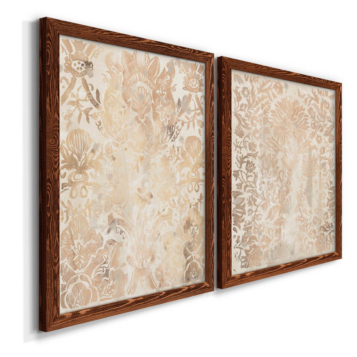 Walnut Damask III - Premium Framed Canvas 2 Piece Set - Ready to Hang