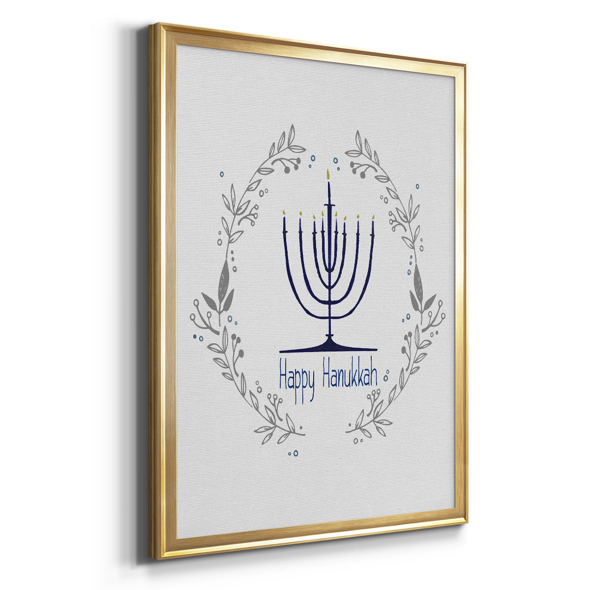 Happy Hanukkah II - Modern Framed Canvas Print