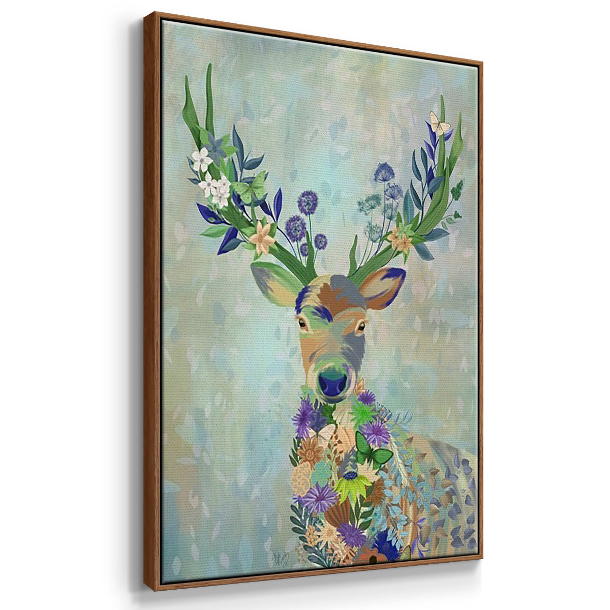 Fantastic Florals Cow - Framed Premium Gallery Wrapped Canvas L Frame 3 Piece Set - Ready to Hang