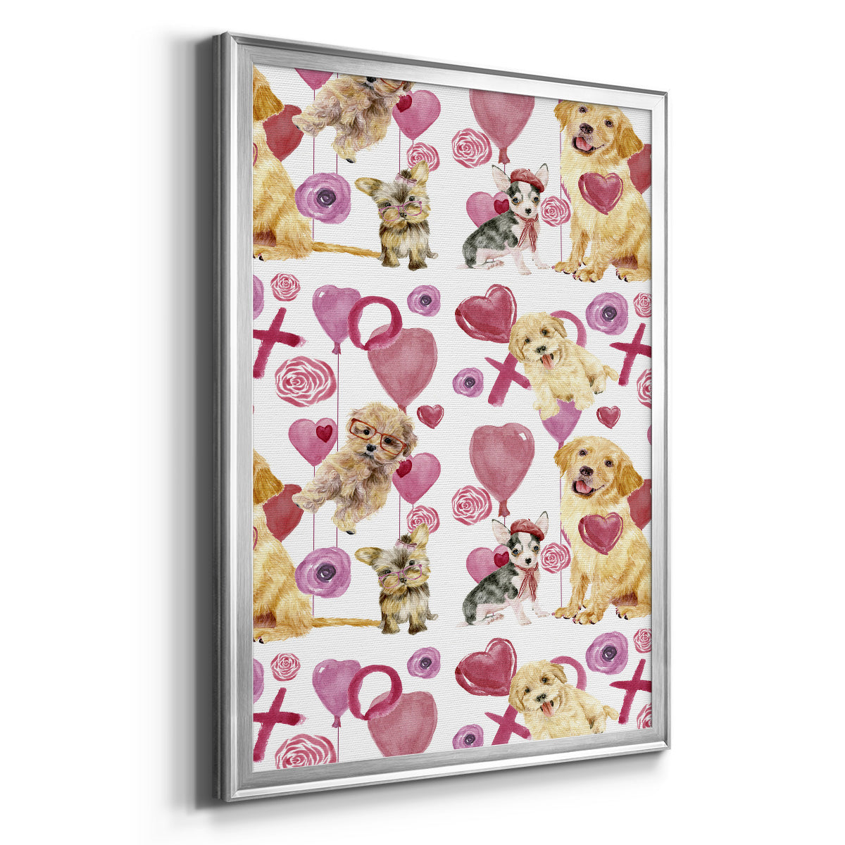 Puppy Valentine Collection E - Modern Framed Canvas Print