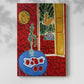 Canvas art print of a vivid composition with strong color contrast and decorative detail with a soft shadow on a white background.