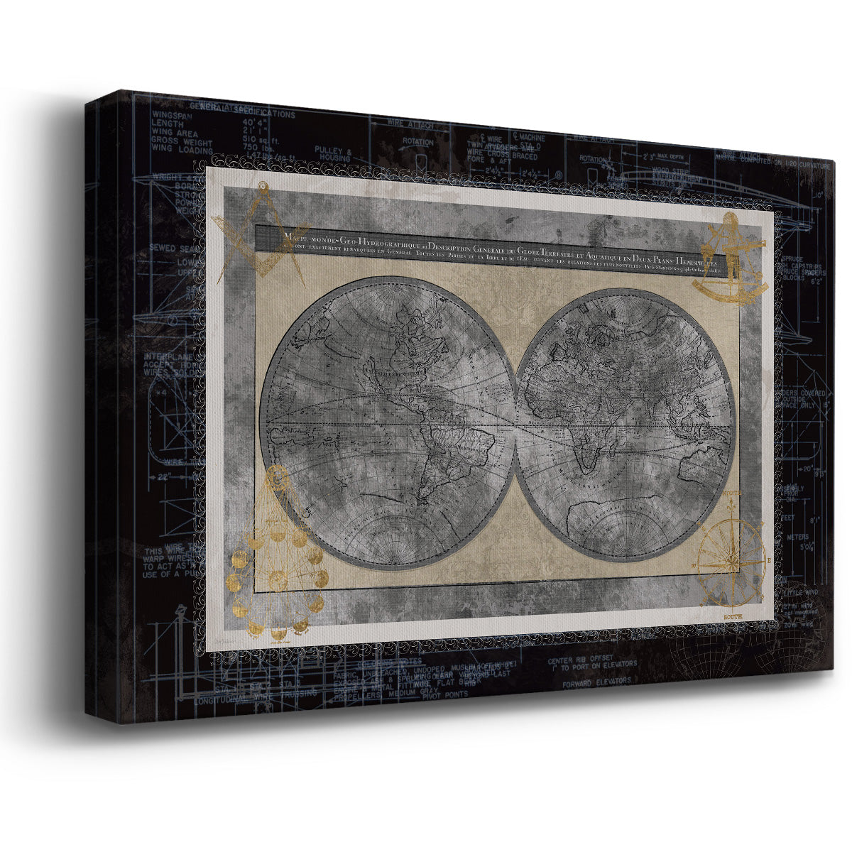 Night World Blueprint Premium Gallery Wrapped Canvas - Ready to Hang