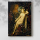 Canvas art print of a mythological figure in a soft coastal setting with rich color with a soft shadow on a white background.