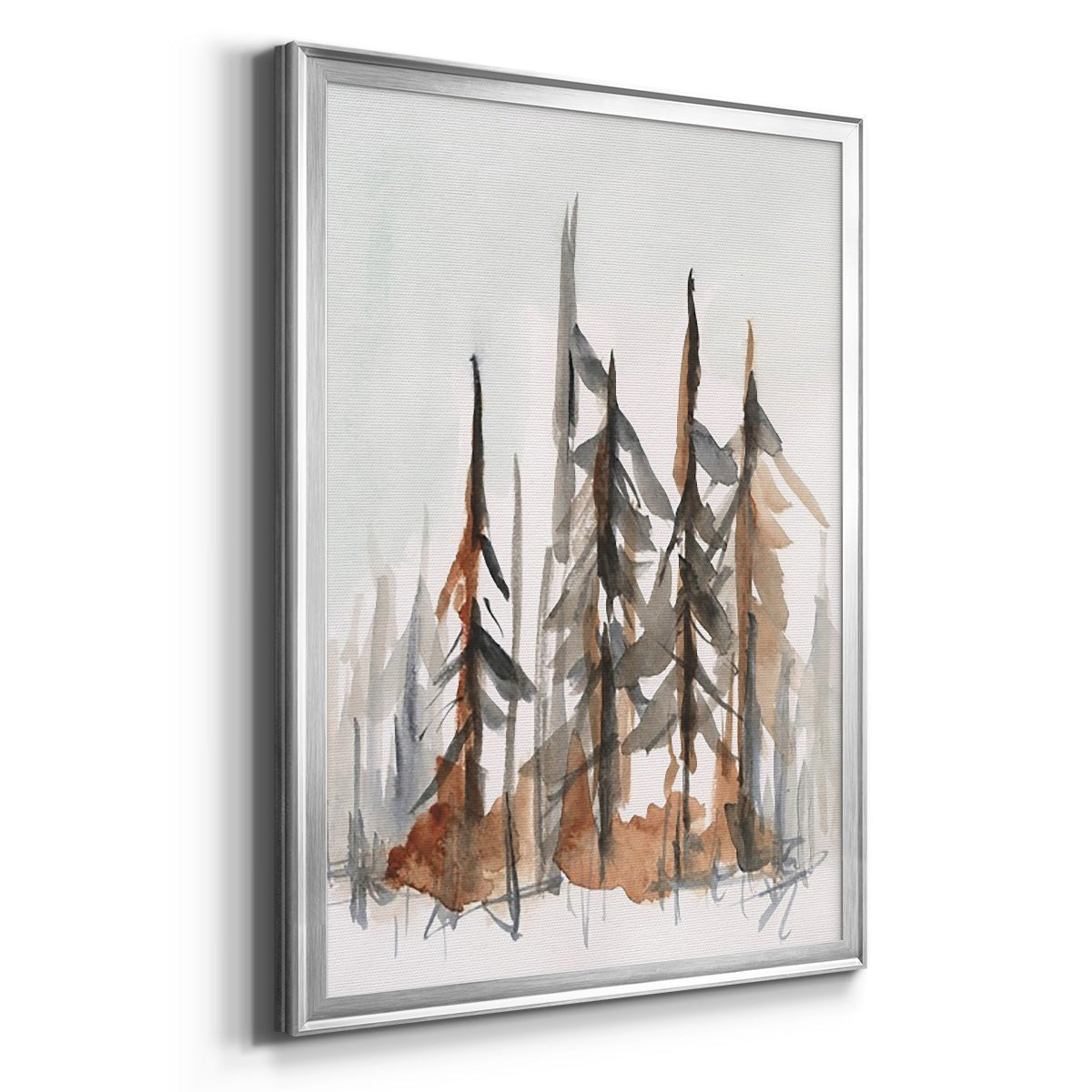 Rustic Evergreens I - Modern Framed Canvas Print