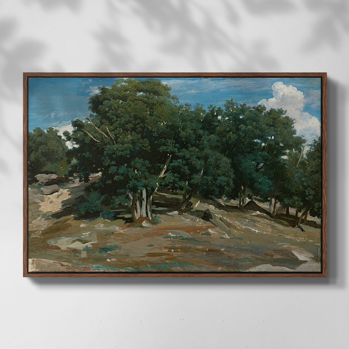Fontainebleau: Oak Trees at Bas-Bréau, c. 1830-1835 - Floater Framed Canvas Print