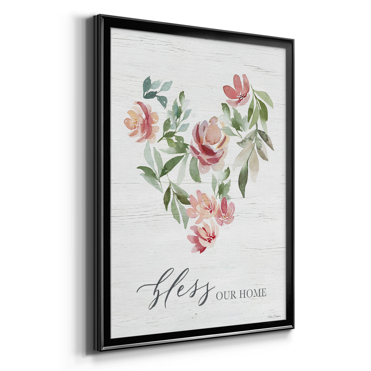 Paradise Floral Heart - Modern Framed Canvas Print