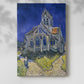 Canvas art print of a stylized building with dramatic sky and bold tones with a soft shadow on a white background.