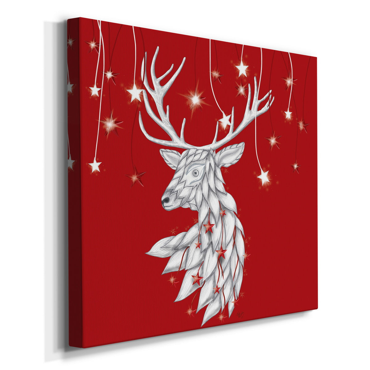 White Deer and Hanging Stars-Premium Gallery Wrapped Canvas - Ready to Hang