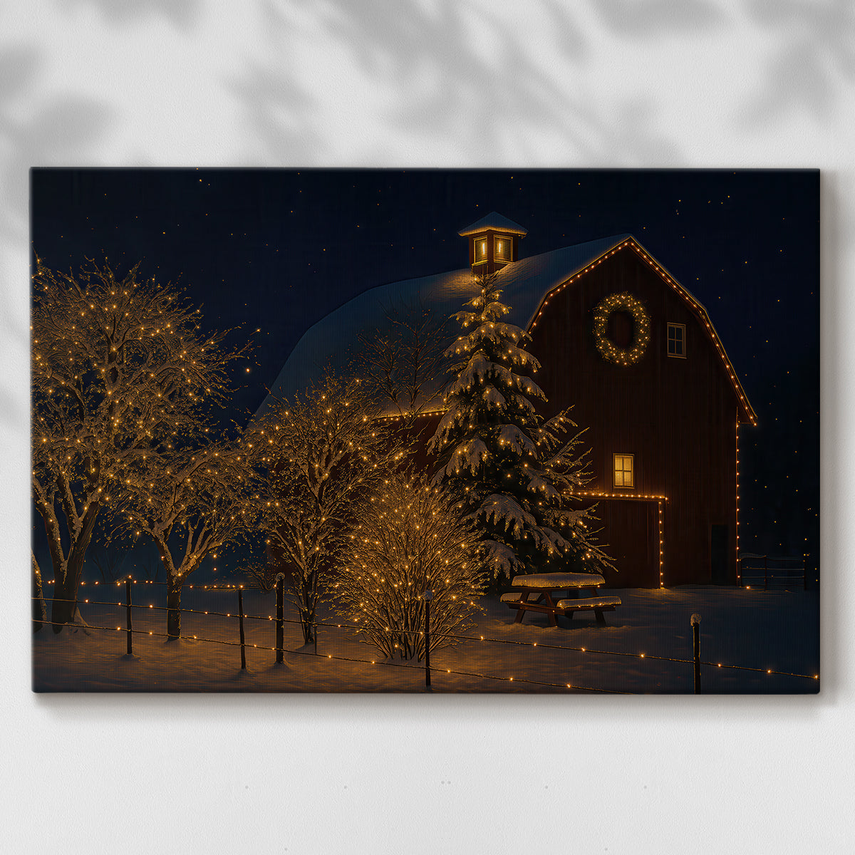 Warm Lantern Snow Blessing - Canvas Art Print