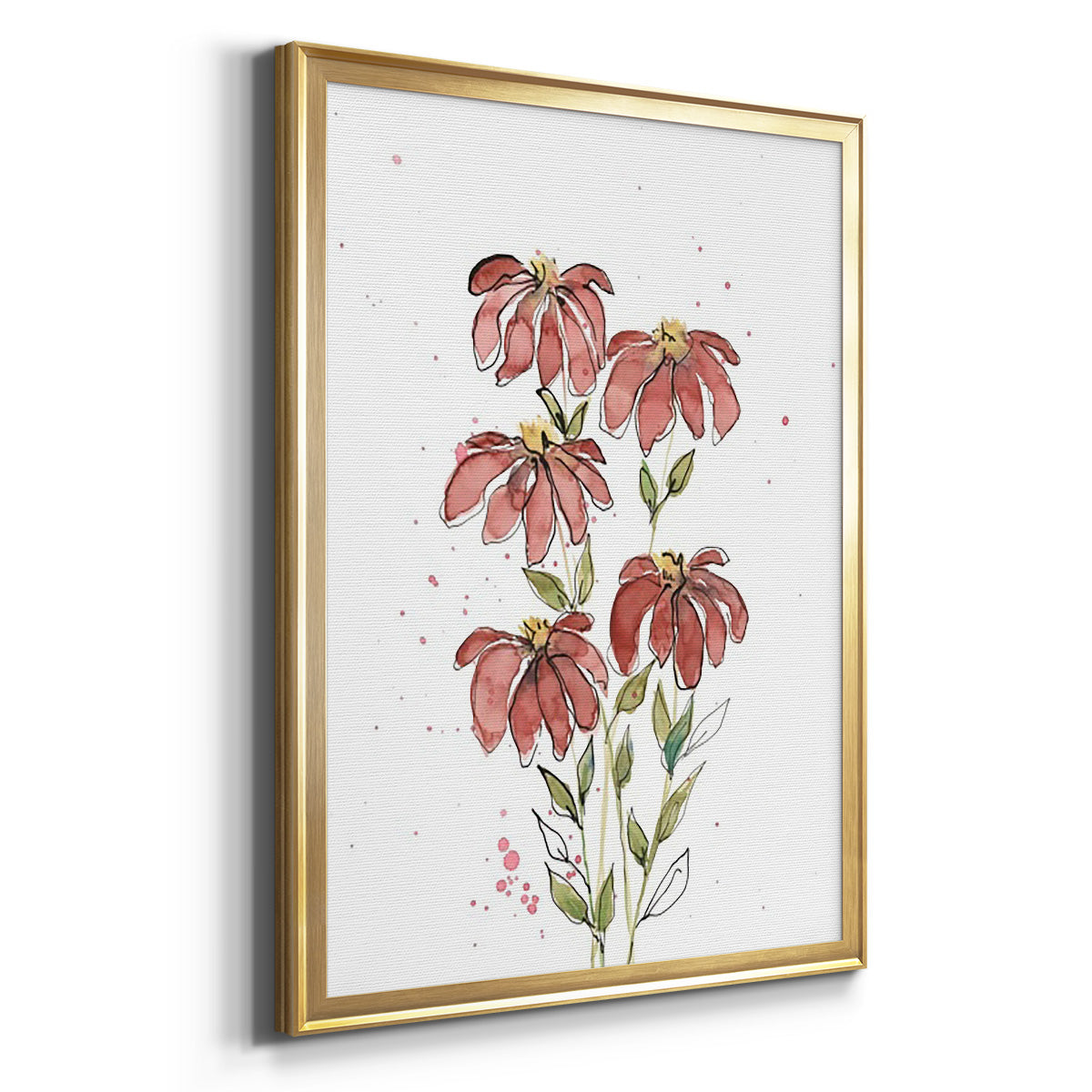 Watercolor Blooms II - Modern Framed Canvas Print