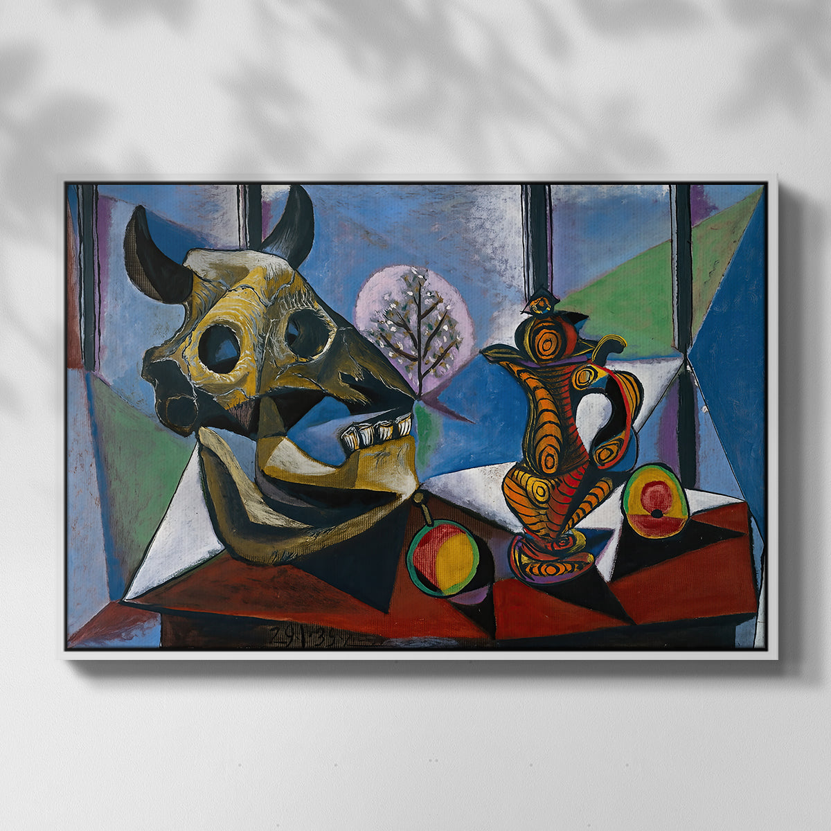 Still Life with Bull's Skull, 1939 - Floater Framed Canvas Print