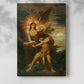 Canvas art print of a biblical moment with movement and strong contrast with a soft shadow on a white background.